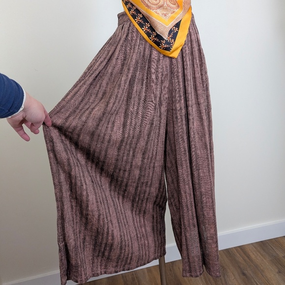 70s Looking Glass Knit Culottes Capri’s Wide Leg High Waisted Striped Oversized - Picture 10 of 10